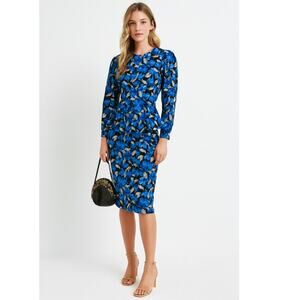 Vintage 1980's The Jones Girl Peplum Dress Blue